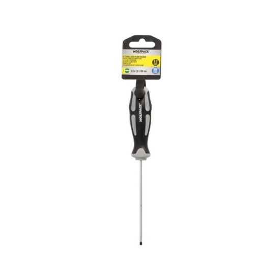 Destornillador Plano Vaciado Acero S2 Mango TPR Bimaterial, Medida 0,5 x Ø 3,0 x 100 mm,  DIN5265 al por Mayor | Almacén de Ferr