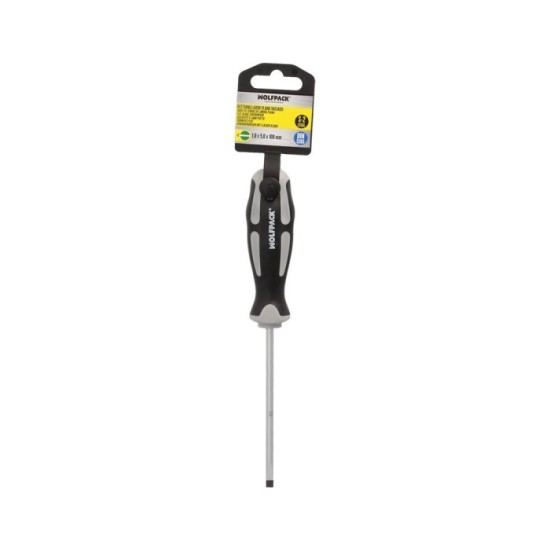 Destornillador Plano Vaciado Acero S2 Mango TPR Bimaterial, Medida 1,0 x Ø 5,0 x 100 mm,  DIN5265 al por Mayor | Almacén de Ferr