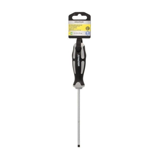 Destornillador Plano Vaciado Acero S2 Mango TPR Bimaterial, Medida 1,0 x Ø 5,0 x 125 mm,  DIN5265 al por Mayor | Almacén de Ferr