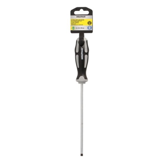 Destornillador Plano Vaciado Acero S2 Mango TPR Bimaterial, Medida 1,0 x Ø 5,0 x 150 mm,  DIN5265 al por Mayor | Almacén de Ferr