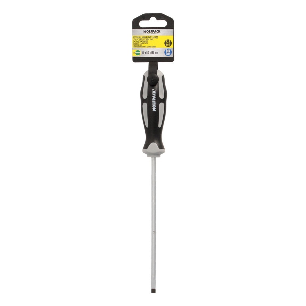 Destornillador Plano Vaciado Acero S2 Mango TPR Bimaterial, Medida 1,0 x Ø 5,0 x 150 mm,  DIN5265 al por Mayor | Almacén de Ferr