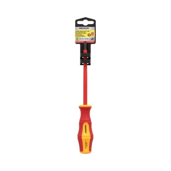 Destornillador Plano Aislado Certificado VDE 1,000 V, Medida 1,0 x Ø 5,5 x 125 mm, Destornillador Seguridad Electricista al por 