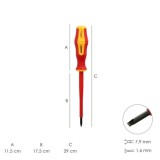 Destornillador Plano Aislado Certificado VDE 1,000 V, Medida 1,6x Ø 8,0 x 175 mm, Destornillador Seguridad Electricista al por M