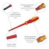 Destornillador Plano Aislado Certificado VDE 1,000 V, Medida 1,6x Ø 8,0 x 175 mm, Destornillador Seguridad Electricista al por M
