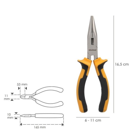 Alicates Boca Recta 150 mm, Acero DIN 5745 Alicates Punta Recta, Alicates Boca Larga, al por Mayor | Almacén de Ferretería