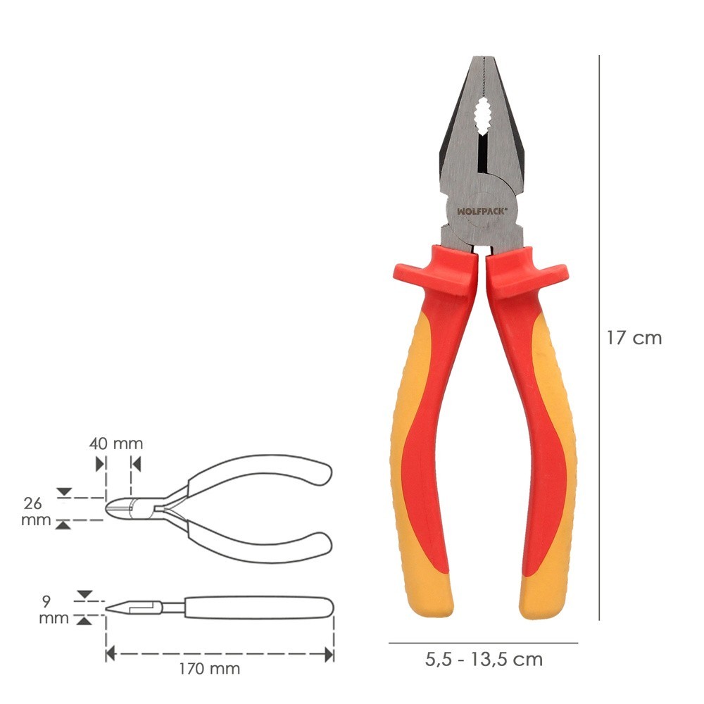 Alicates Universales 150 mm, Mangos Aislados Acero Cromo Vanadio Pelacables, Corta Cables, Pelador Cables al por Mayor | Almacén
