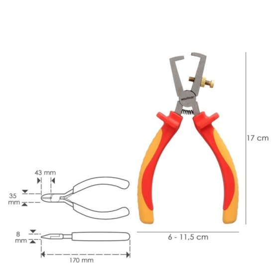Alicates Pelacables 150 mm, Mangos Aislados Acero Cromo Vanadio Pelacables, Corta Cables, Pelador Cables al por Mayor | Almacén 
