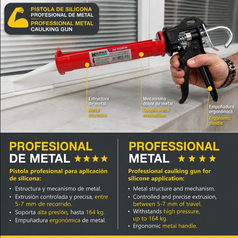 Pistola Silicona Profesional  Roja / Negra Profesional al por Mayor | Almacén de Ferretería
