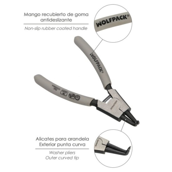 Alicates Arandelas Exteriores Curvo 125 mm, Acero Din 5254, Anillos De Presion, Anillos De Retención, Arandelas Circlips al por 