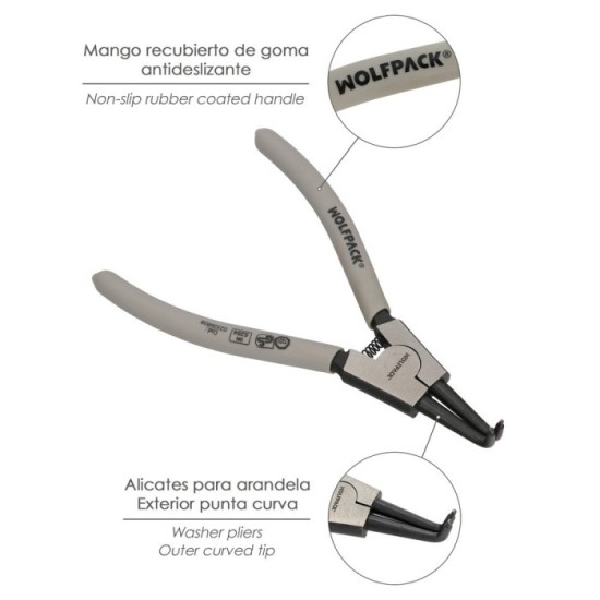 Alicates Arandelas Exteriores Curvo 175 mm, Acero Din 5254, Anillos De Presion, Anillos De Retención, Arandelas Circlips al por 