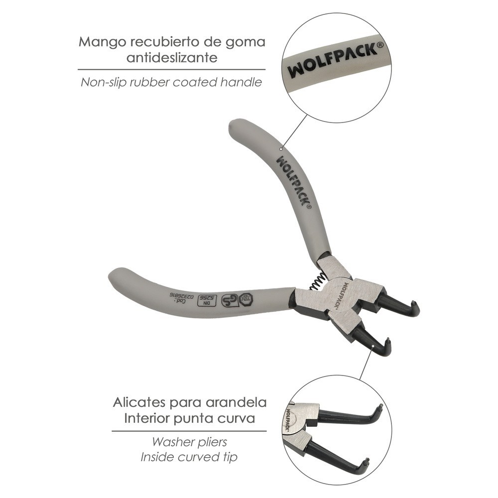 Alicates Arandelas Interiores Curvo 125 mm, Acero Din 5254, Anillos De Presion, Anillos De Retención, Arandelas Circlips al por 