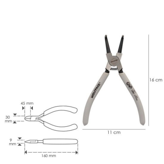 Alicates Arandelas Interiores Curvo 175 mm, Acero Din 5256, Anillos De Presion, Anillos De Retención, Arandelas Circlips al por 