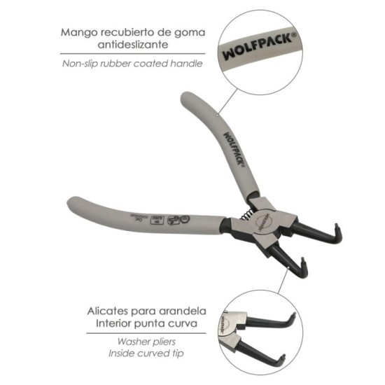 Alicates Arandelas Interiores Curvo 175 mm, Acero Din 5256, Anillos De Presion, Anillos De Retención, Arandelas Circlips al por 