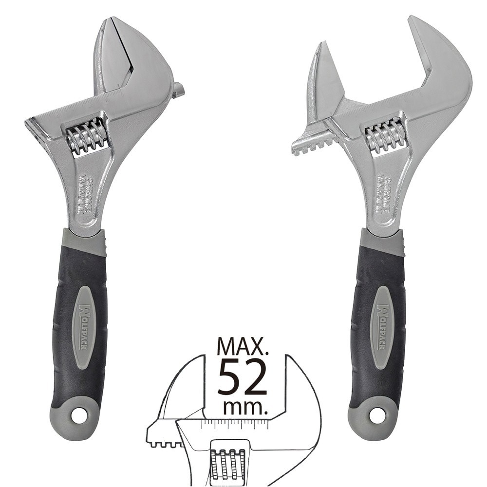 Llave Ajustable Gran Apertura 52 mm, medida 10" al por Mayor | Almacén de Ferretería