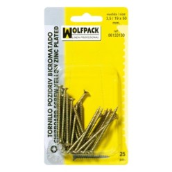 Tirafondo Pozidriv Bicromatado 3,0/18x 12 mm, (50 Piezas)