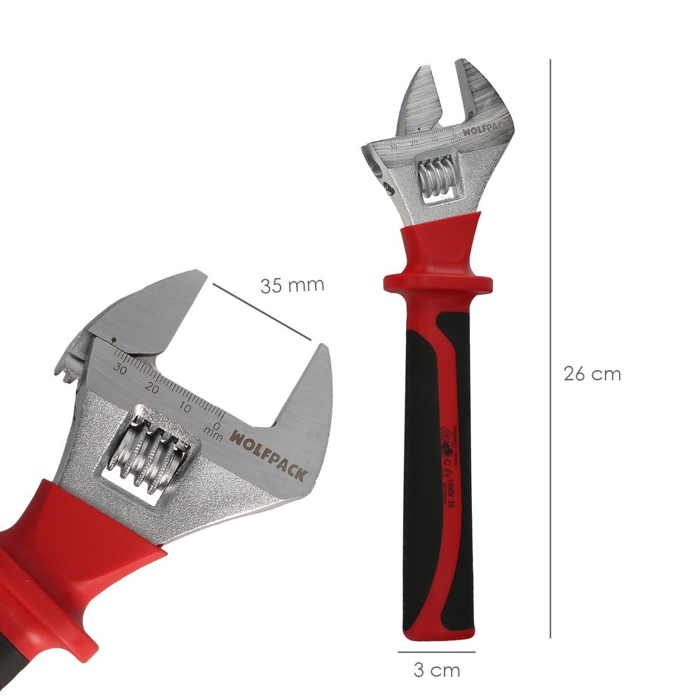 Llave Ajustable Aislada VDE 10", Llave Ajustable Aislada, Llave Inglesa, Llave Moleta Aislada, al por Mayor | Almacén de Ferrete