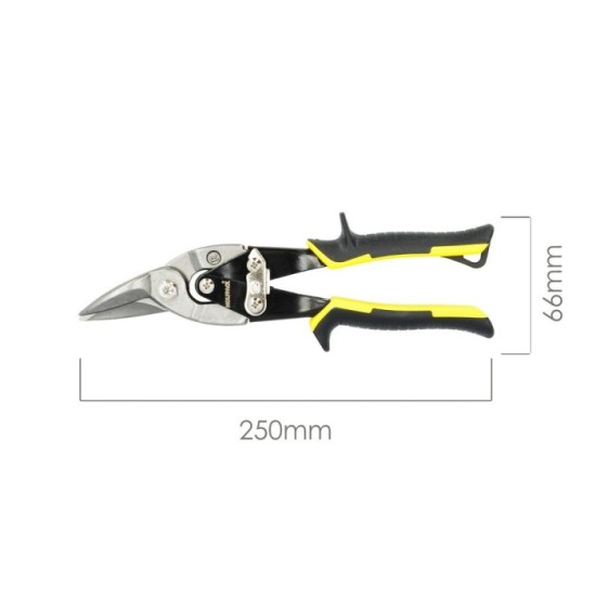 Tijeras Chapa Corte Izquierda 250 mm, Hoja Acero Al Carbono, Mangos Engomados, Con Dientes Serrados, Cortachapa, Tijera Aviacion
