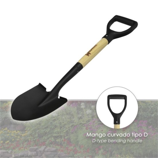 Pala Pequeña Mango Madera Punta Mango Anilla 75 cm, minipala, Pala Jardineria,transplantes, Camping, Montañismo, Acampada al por