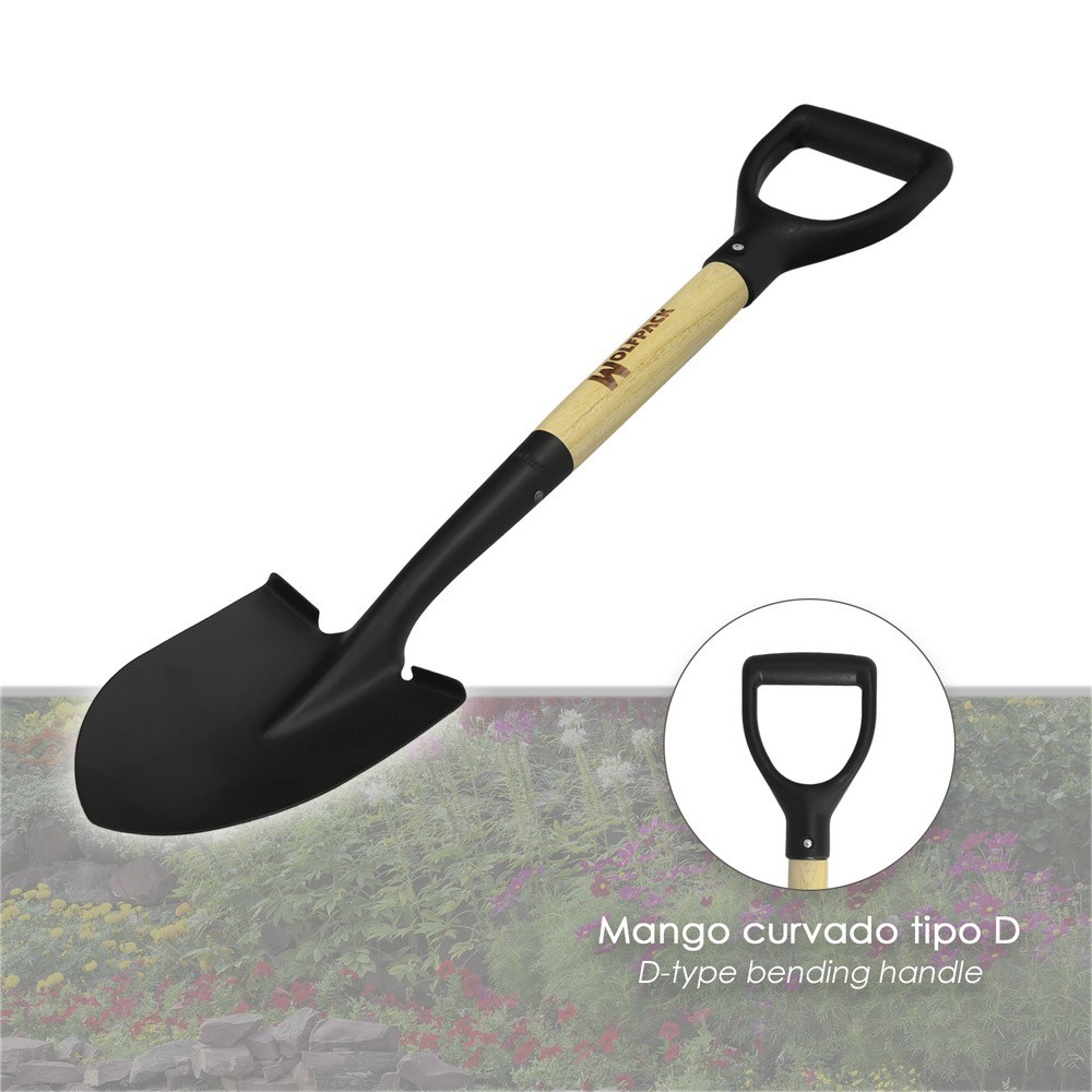 Pala Pequeña Mango Madera Punta Mango Anilla 75 cm, minipala, Pala Jardineria,transplantes, Camping, Montañismo, Acampada al por