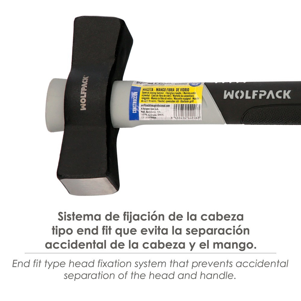 Maceta Mango Fibra Vidrio Mango Fibra Vidrio Con Empuñadura Antideslizante, 1000 Gramos 28 cm, al por Mayor | Almacén de Ferrete