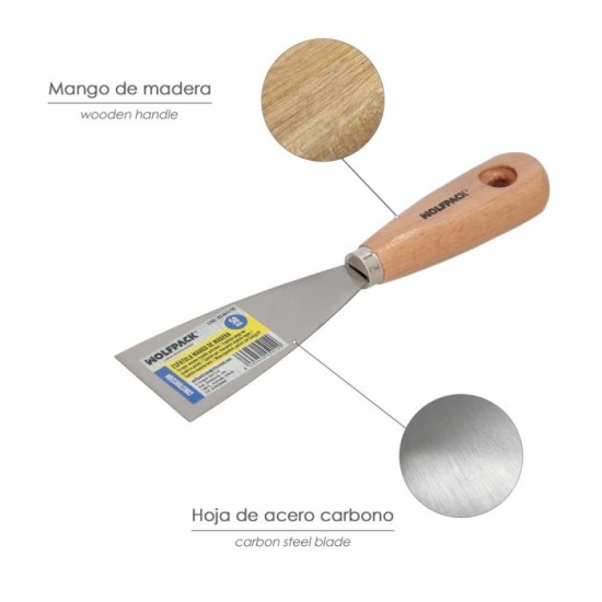 Espatula Mango Madera Hoja Acero 50 mm, Aplicar Yeso, Pintora, Masillas, Pladur, etc, al por Mayor | Almacén de Ferretería