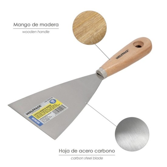 Espatula Mango Madera Hoja Acero 100 mm, Aplicar Yeso, Pintora, Masillas, Pladur, etc, al por Mayor | Almacén de Ferretería