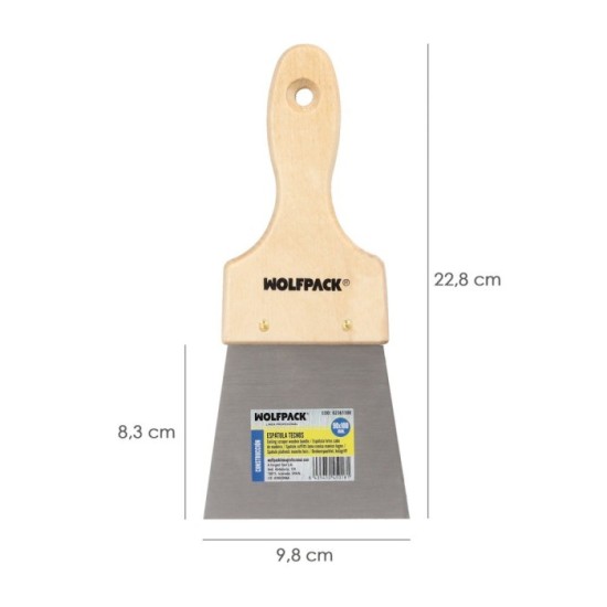 Espatula Techos Mango Madera Hoja Acero 90 x 100 mm, Aplicar Yeso, Pintora, Masillas, Pladur, etc, al por Mayor | Almacén de Fer