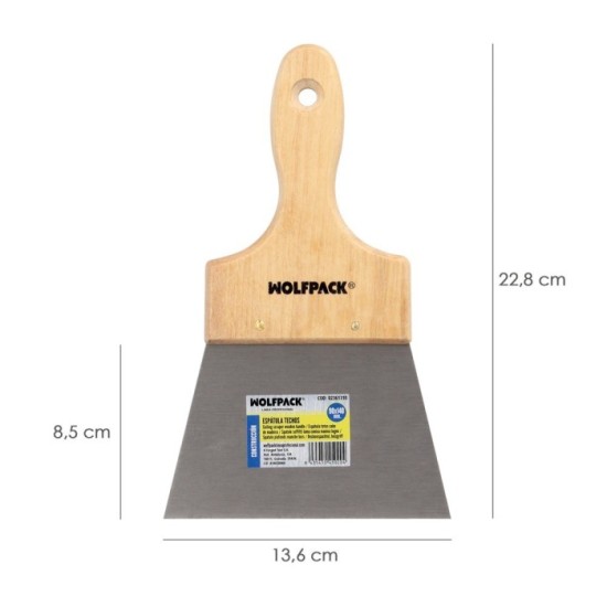 Espatula Techos Mango Madera Hoja Acero 90 x 140 mm, Aplicar Yeso, Pintora, Masillas, Pladur, etc, al por Mayor | Almacén de Fer
