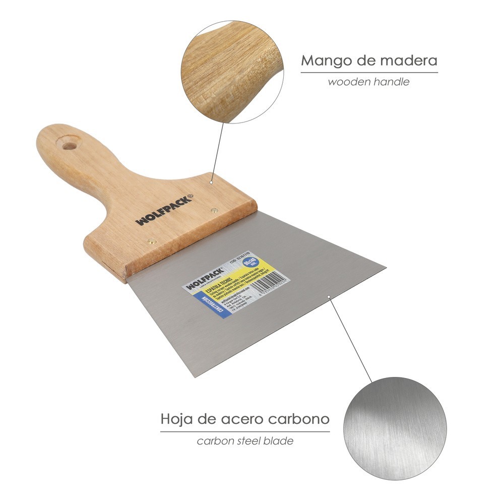 Espatula Techos Mango Madera Hoja Acero 90 x 140 mm, Aplicar Yeso, Pintora, Masillas, Pladur, etc, al por Mayor | Almacén de Fer