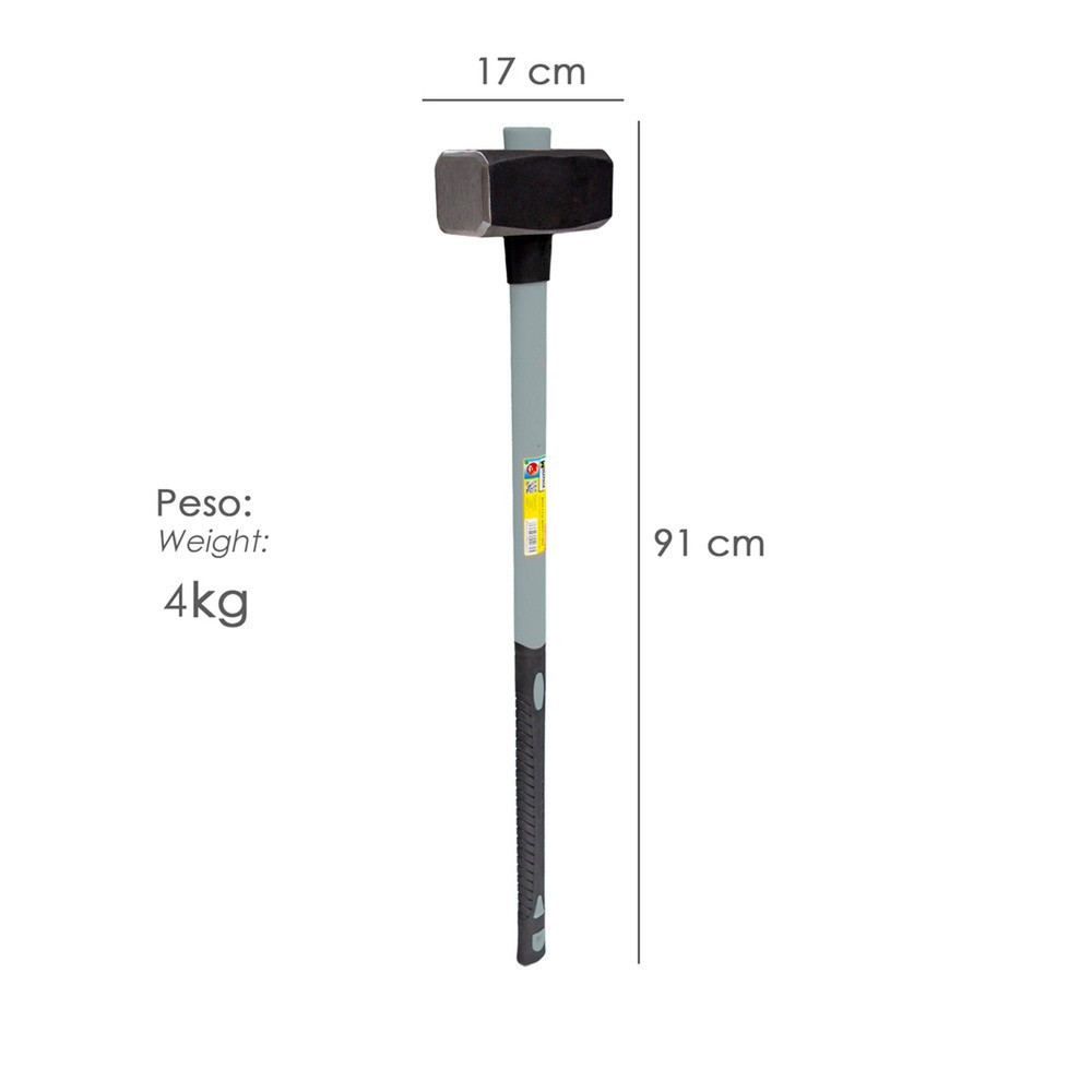 Maza Con Mango Fibra Vidrio 4 Kg, Cabeza Forjada, Con Anillo Anti Vibración, Maza / Porro al por Mayor | Almacén de Ferretería