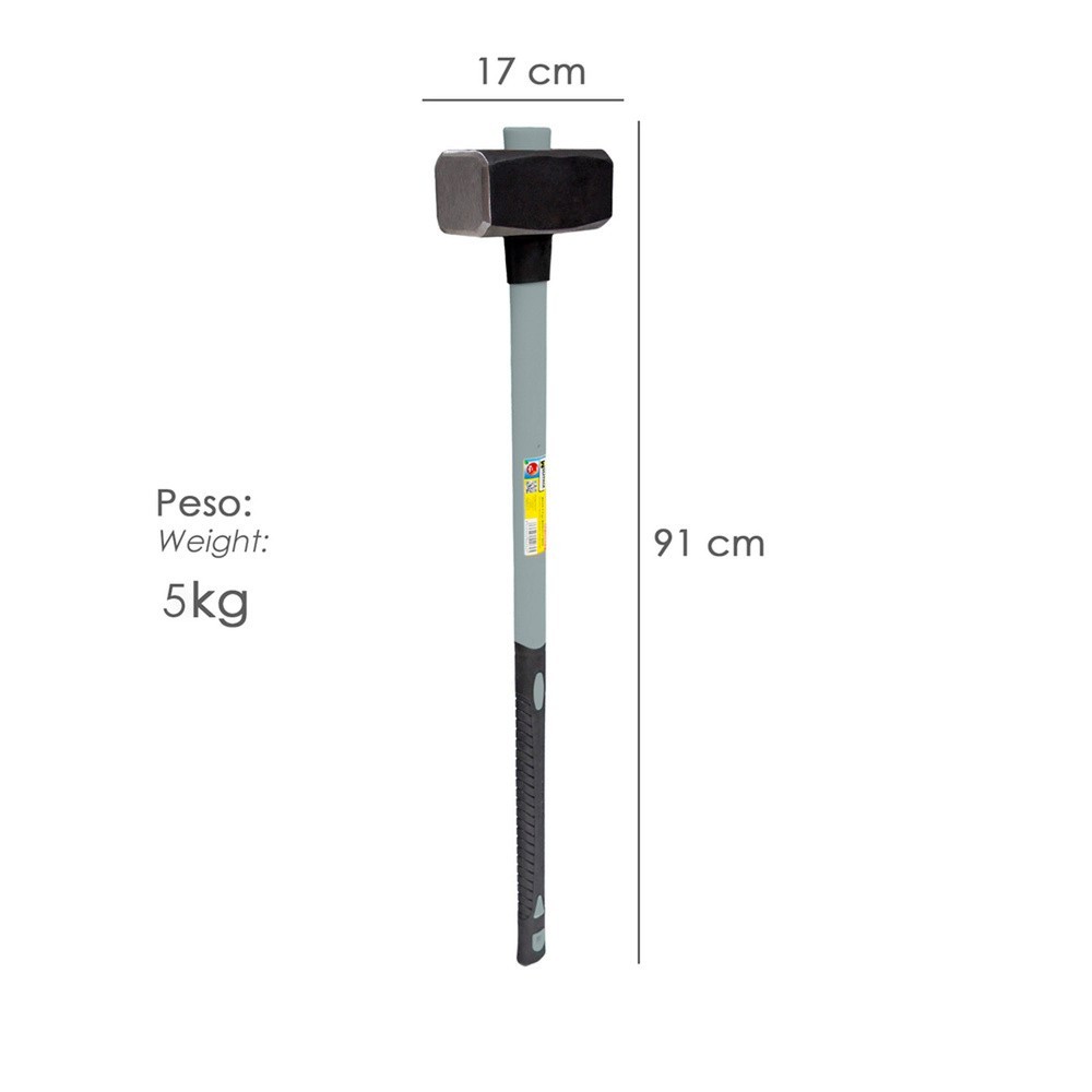 Maza Con Mango Fibra Vidrio 5 Kg, Cabeza Forjada, Con Anillo Anti Vibración, Maza / Porro al por Mayor | Almacén de Ferretería