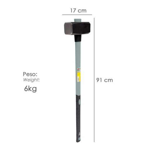 Maza Con Mango Fibra Vidrio 6 Kg, Cabeza Forjada, Con Anillo Anti Vibración, Maza / Porro al por Mayor | Almacén de Ferretería