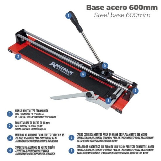 Corta Azulejos Profesional Base Acero 600 mm, al por Mayor | Almacén de Ferretería
