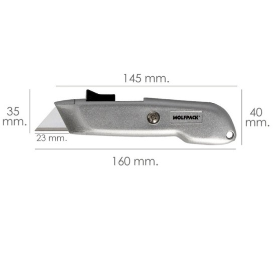 Cutter Autoretractil Con Hoja Acero Sk5 Carcasa De Aluminio Diseño Ergonomico, Cuchillo Seguridad, Cutters Seguridad, al por May