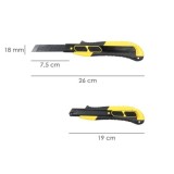 Cutter 18 Mm, Con 2 Hojas Acero Sk5 Boton Autoretractil Hoja Pavonada Negra al por Mayor | Almacén de Ferretería