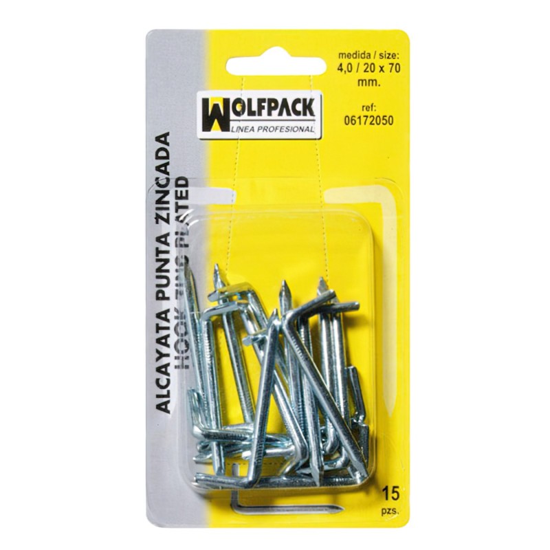 Alcayatas Punta Zincada 4,0 / 20x70 mm, (Blister 15 Piezas)