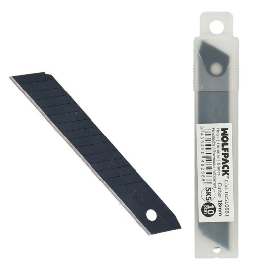 Hoja Cutter 18 mm, (Estuche 10 piezas) Acero SK5 Pavonada al por Mayor | Almacén de Ferretería