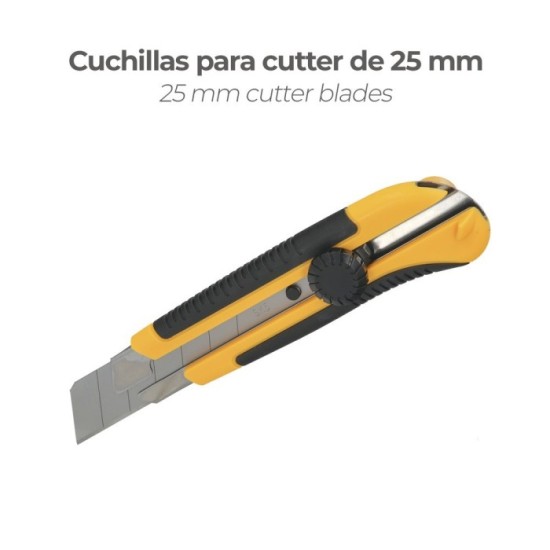 Hoja Cutter 25 mm, (Estuche 10 Piezas) Acero Sk5 al por Mayor | Almacén de Ferretería