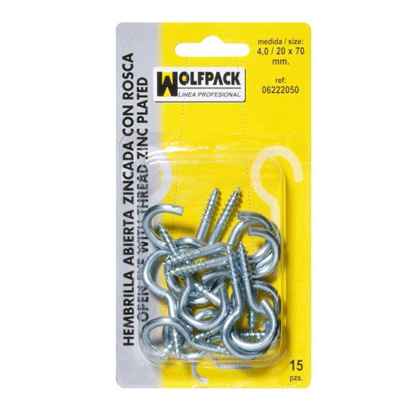 Hembrilla Abierta 4,0 / 20 x 70 mm, (15 Piezas)