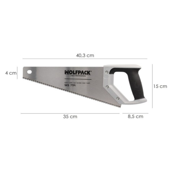 Serrucho Carpintero Bimaterial 350 mm, / 14" Acero SK5 Triple Afilado Sierra Carpintero, Serrucho Carpinteria, Sierra Costilla a