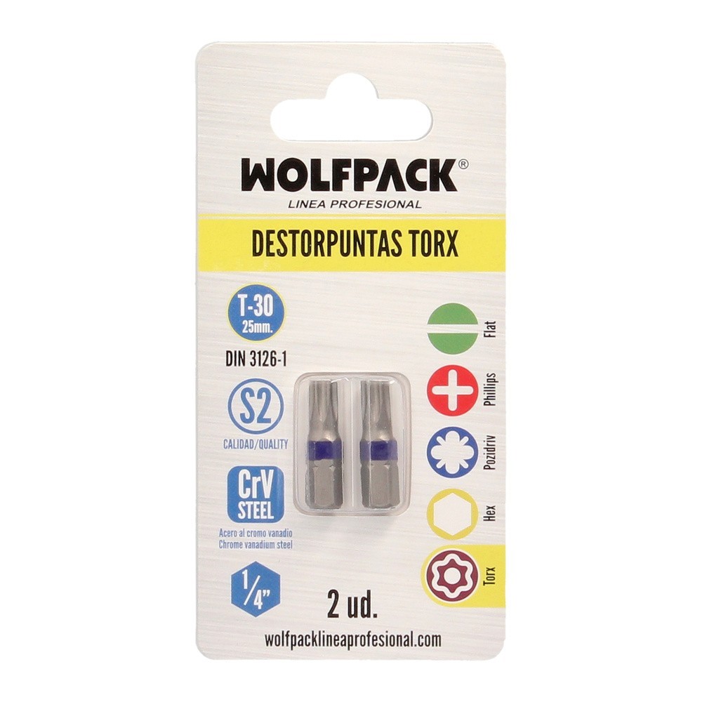 Puntas Destornillador Torx 30 Inviolable (2 Piezas), Acero S2 al Cromo Vanadio, Puntas Hexagonales, Destorpuntas, al por Mayor |