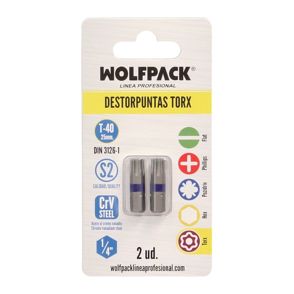 Puntas Destornillador Torx 40 Inviolable (2 Piezas), Acero S2 al Cromo Vanadio, Puntas Hexagonales, Destorpuntas, al por Mayor |