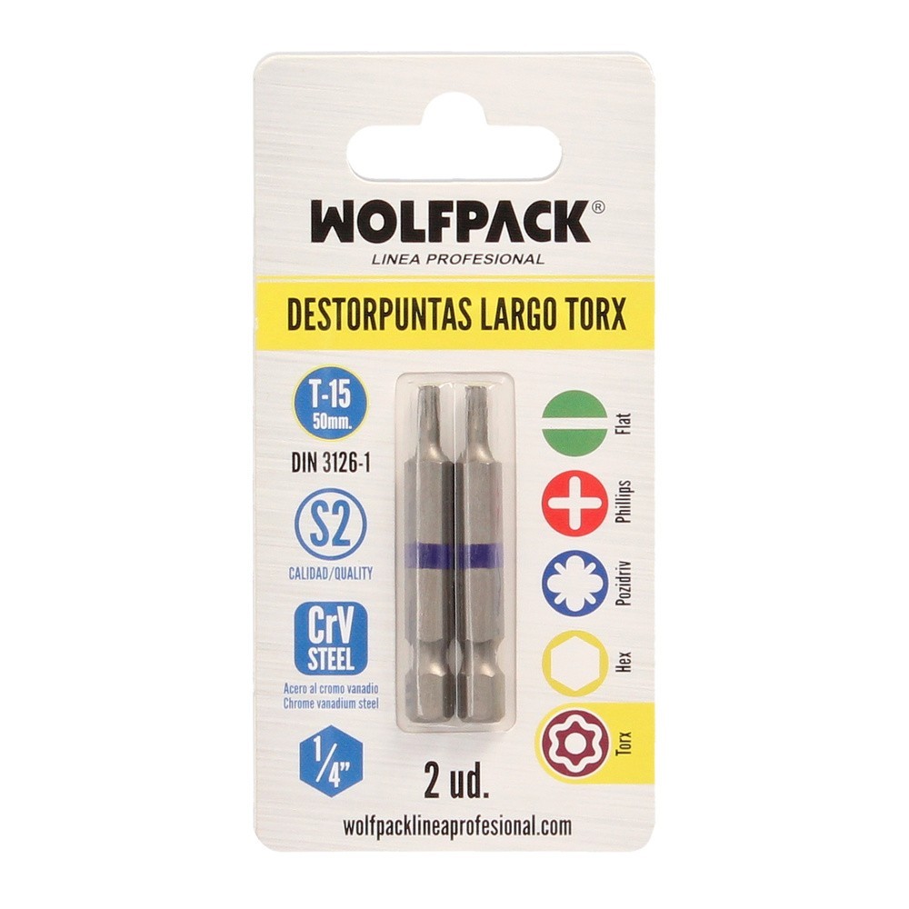 Puntas Largas Destornillador Torx T15 (2 Piezas), Acero S2 al Cromo Vanadio, Puntas Hexagonales, Destorpuntas, al por Mayor | Al