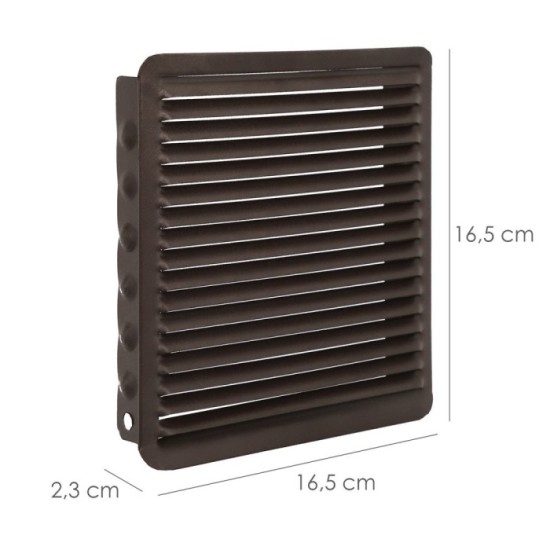 Rejilla Ventilación Empotrar  17x17 cm, Aluminio Marron al por Mayor | Almacén de Ferretería