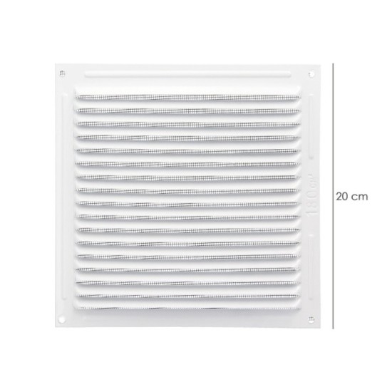 Rejilla Ventilación Aluminio Con Mosquitera Atornillable 200 x 200 mm, Color Blanco al por Mayor | Almacén de Ferretería