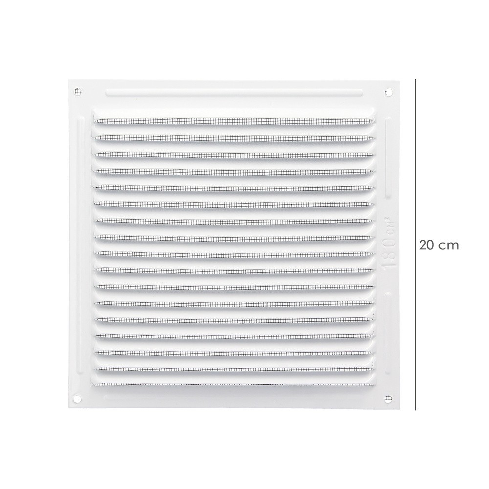 Rejilla Ventilación Aluminio Con Mosquitera Atornillable 200 x 200 mm, Color Blanco al por Mayor | Almacén de Ferretería