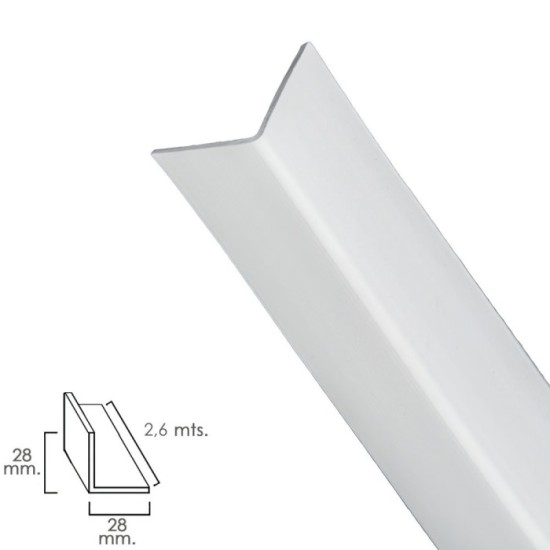 Perfil Pvc Angulo 28x28 mm, Blanco Barra 2,5 metros al por Mayor | Almacén de Ferretería