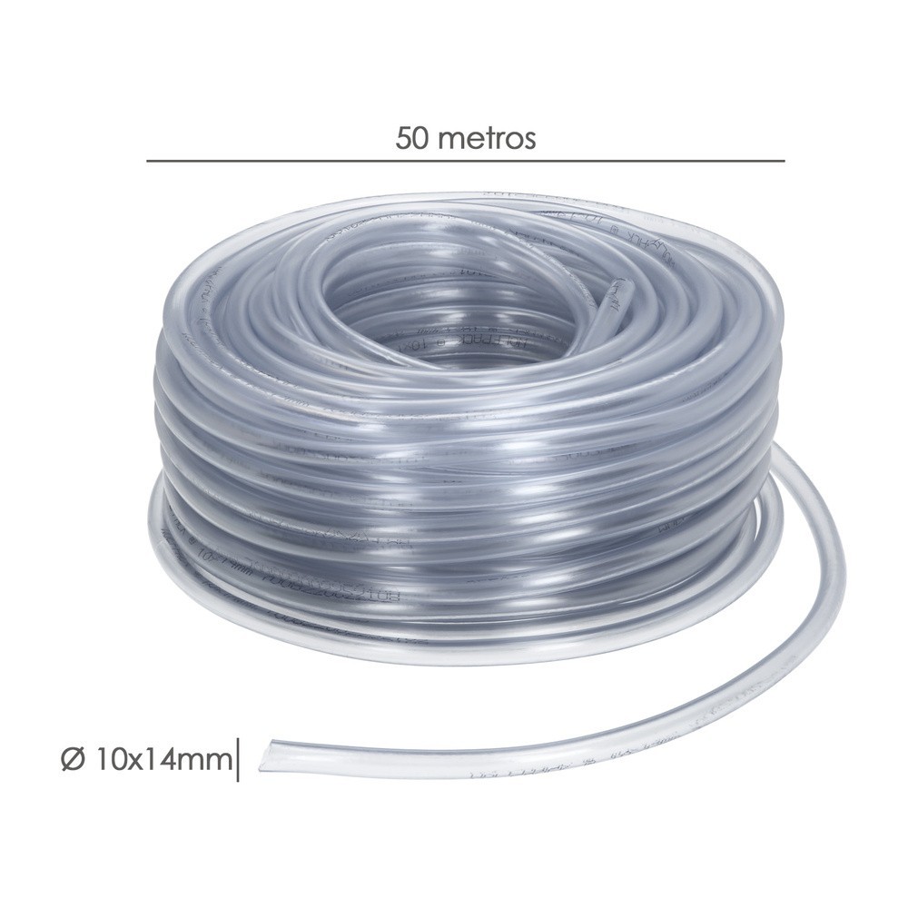 Tubo Transparente De Nivel 10x14 mm, Rollo 50 metros, al por Mayor | Almacén de Ferretería