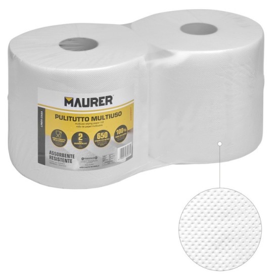 Papel Secamanos 650 Servicios (Pack 2 Rollos) Apto Uso Alimentario Doble Capa Celusosa 100% al por Mayor | Almacén de Ferretería