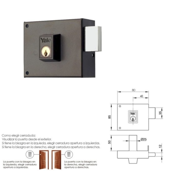 Cerradura Yale  124-a/hp/ 8/ Derecha al por Mayor | Almacén de Ferretería